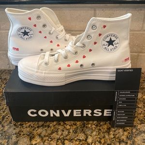 Chuck Taylor Lift Platform High Embroidered Hearts White Women’s A01599C Size W9